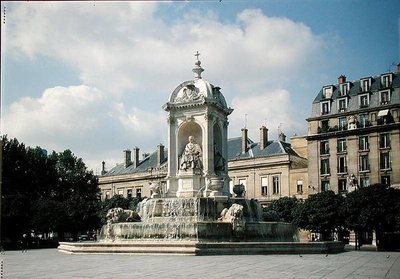 1844年に建てられたサンシュルピス広場のフォンテーヌデキャトルエベックの眺め 作： Louis or Ludovico Visconti